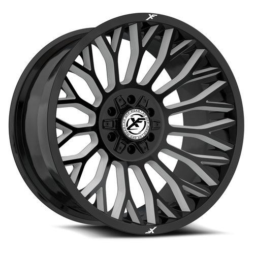 Set 4 24" XF Off-Road XF-237 Gloss Black & Milled 24x12 Wheels 8x6.5 8x170 -44mm