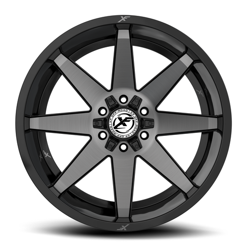 20" XF Off-Road XF-236 Gloss Black & Brushed DDT 20x9 Wheel 6x135 6x5.5 12mm Rim