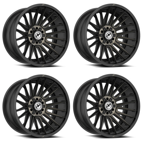 Set 4 20" XF Off-Road XF-234 Black & Brushed DDT 20x9 Wheels 6x135 6x5.5 0mm Rim