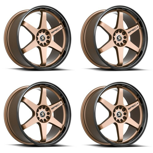 Set 4 18" Spec-1 SPT-33 Matte Bronze & Black Lip 18x8.5 Wheels 4x100 4x4.5 38mm