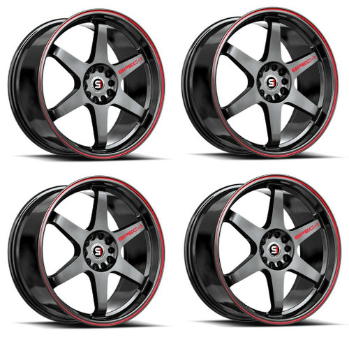 Set 4 20" Spec-1 SPT-33 Gloss Black & Red Line 20x9 Wheels 5x4.5 5x120 38mm Rims