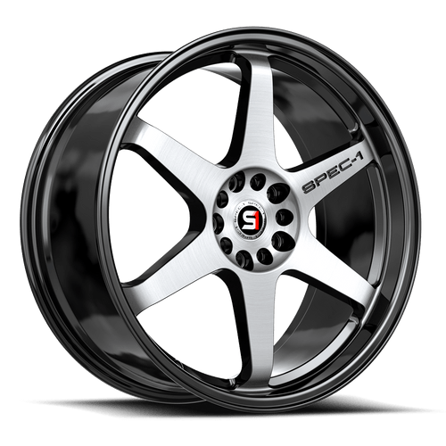 Set 4 17" Spec-1 SPT-33 Gloss Black & Machined 17x8 Wheels 5x4.5 5x120 38mm Rims
