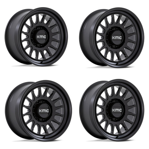 Set 4 18" KMC KM452 Impact Forged Monoblock Satin Black 18x9 Wheels 8x170 0mm