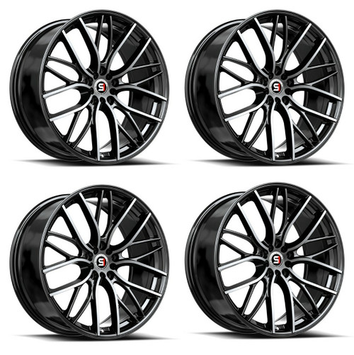 Set 4 17" Spec-1 SP-61 Gloss Black & Machined 17x8 Wheels 5x110 5x4.5 42mm Rims