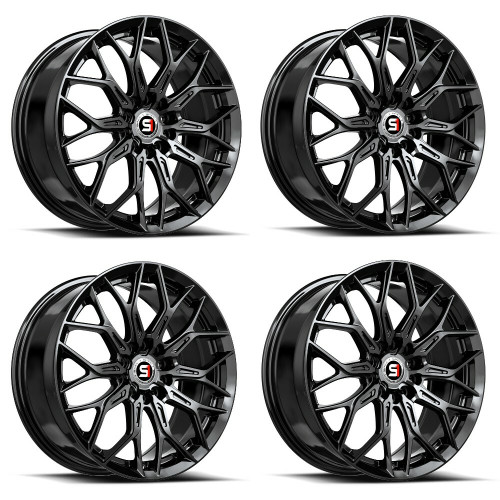 Set 4 18" Spec-1 SP-57 Gloss Black 18x8 Wheels 5x4.5 5x120 38mm Rims