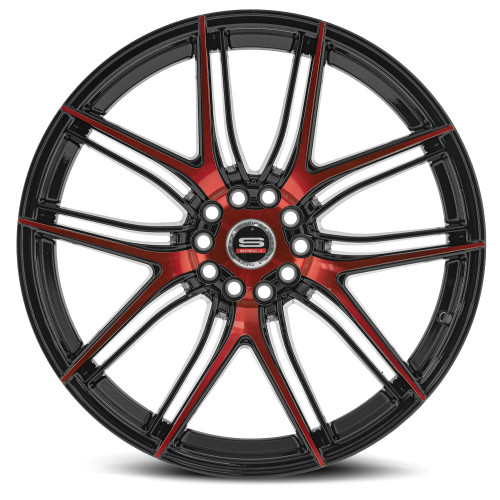 20" Spec-1 SP-56 Gloss Black & Red Machined 20x8.5 Wheel 5x100 5x4.5 38mm Rim