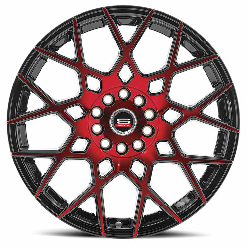 17" Spec-1 SP-52 Gloss Black & Red Machined 17x7.5 Wheel 5x4.5 5x120 42mm Rim
