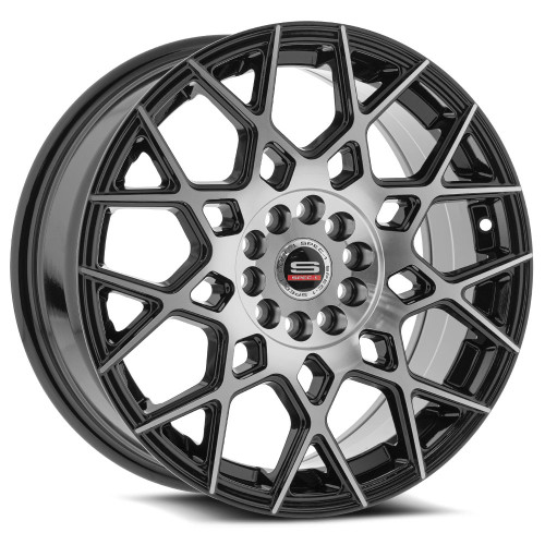 17" Spec-1 SP-52 Gloss Black & Machined 17x7.5 Wheel 4x100 4x4.5 42mm Rim