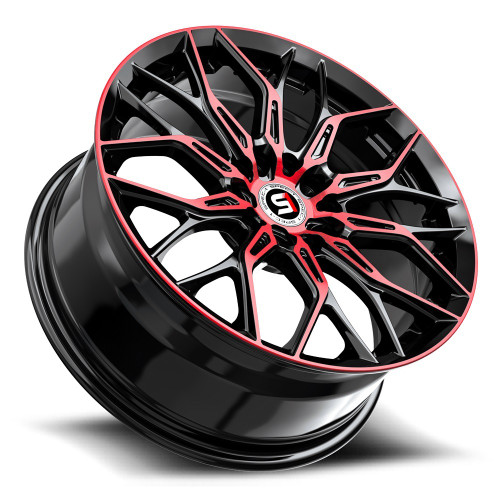 17" Spec-1 SP-57 Gloss Black & Red Machined 17x7.5 Wheel 5x108 5x4.5 42mm Rim