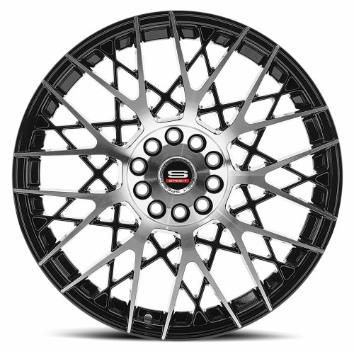 20" Spec-1 SP-53 Gloss Black & Machined 20x8.5 Wheel 5x112 5x4.5 38mm Rim