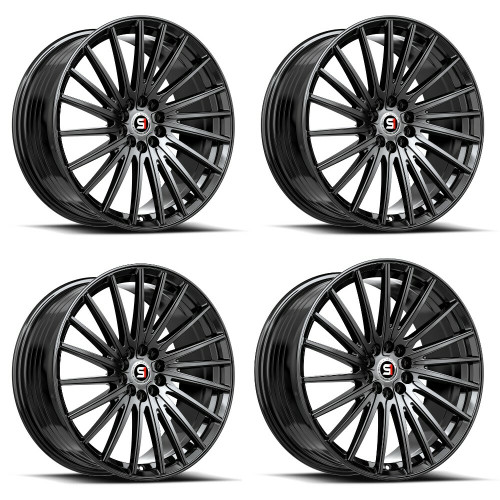 Set 4 17" Spec-1 SP-68 Gloss Black 17x7.5 Wheels 5x100 5x4.5 42mm Rims