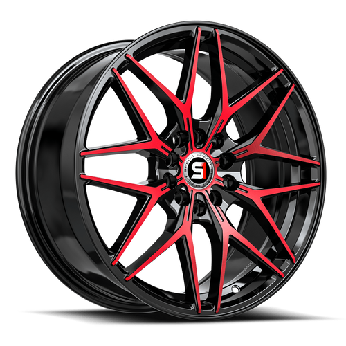 17" Spec-1 SP-60 Gloss Black & Red Machined 17x7.5 Wheel 5x4.5 5x120 42mm Rim