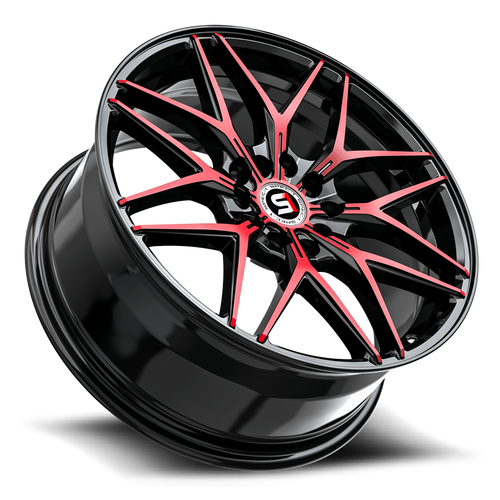 17" Spec-1 SP-60 Gloss Black & Red Machined 17x7.5 Wheel 5x4.5 5x120 42mm Rim