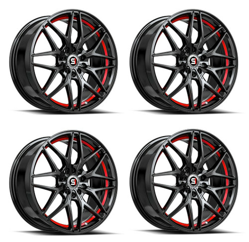 Set 4 17" Spec-1 SP-60 Gloss Black & Red Undercut 17x7.5 Wheels 5x105 5x4.5 42mm