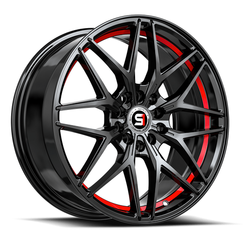 Set 4 17" Spec-1 SP-60 Gloss Black & Red Undercut 17x7.5 Wheels 5x105 5x4.5 42mm