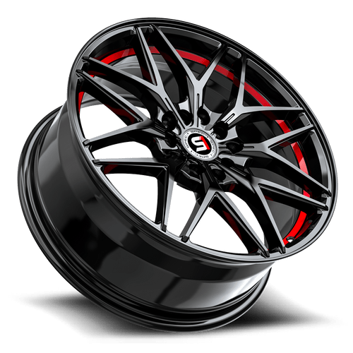 17" Spec-1 SP-60 Gloss Black & Red Undercut 17x7.5 Wheel 5x100 5x4.5 42mm Rim