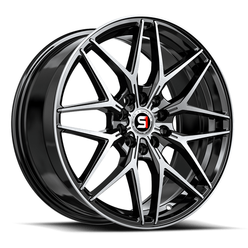 18" Spec-1 SP-60 Gloss Black & Machined 18x8 Wheel 4x100 4x4.5 38mm Rim
