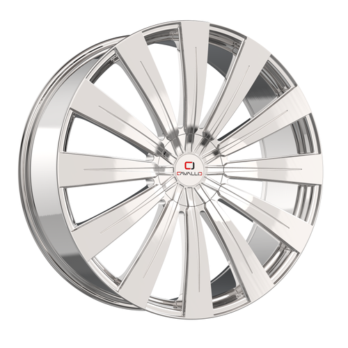 26" Cavallo CLV-49 Nano Chrome 26x9.5 Wheel 6x135 6x5.5 25mm Rim For Chevy