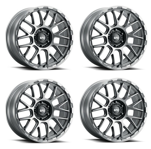 Set 4 17" Voxx G-FX TM7 Matte Gunmetal 17x9 Wheels 6x5.5 Rims 12mm For GMC Ram