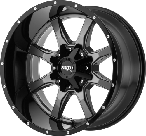 20" Moto Metal MO970 20x10 Gloss Gray Center Gloss Black 8x180 Wheel 12mm Rim