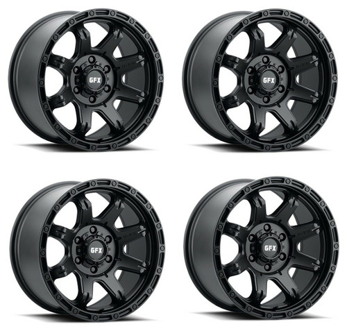 Set 4 17" Voxx G-FX TR30 Matte Black 17x9 Wheels 6x5.5 0mm Rim For Chevy GMC Ram