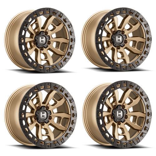 Set 4 17" Hostile H130 Crandon Bronze 17x9 Wheels 5x5 0mm For Jeep Wrangler Rims