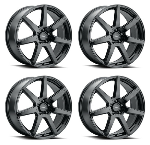 Set 4 18" Voxx Desso Gloss Black 18x8 Wheels 5x4.25 5x4.5 35mm Rims