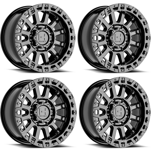 Set 4 20" Hostile H139 Dominator Asphalt 20x9 Wheels 8x6.5 12mm Truck Rims