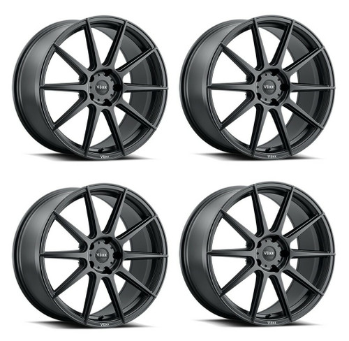 Set 4 20" Voxx Lucca Matte Black 20x9 Wheels 5x120  34mm Rims