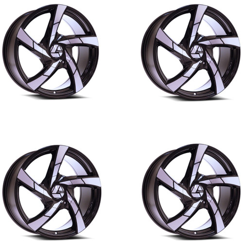 Set 4 22" Azara AZA-524 Gloss Black Machined 22x8.5 Wheels 5x112 5x4.5 38mm Rims