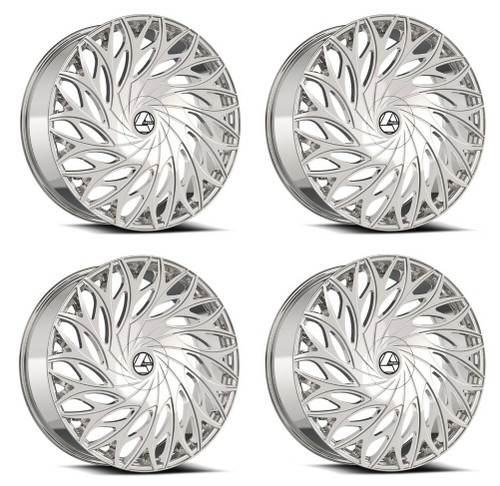 Set 4 24" Azara AZA-525 Nano Chrome 24x9 Wheels 5x115 5x120 15mm Rims
