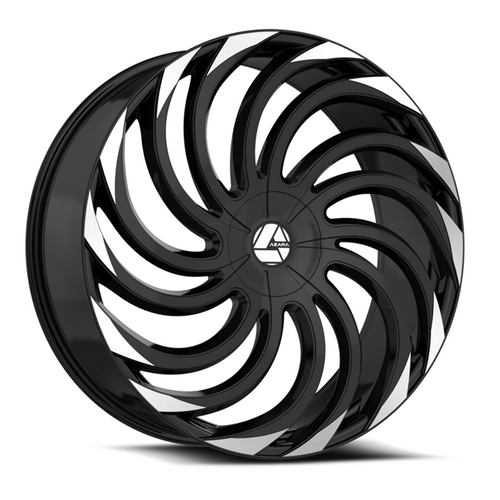 24" Azara AZA-534 Gloss Black & Machined 24x9 Wheel 5x115 5x120 15mm Rim