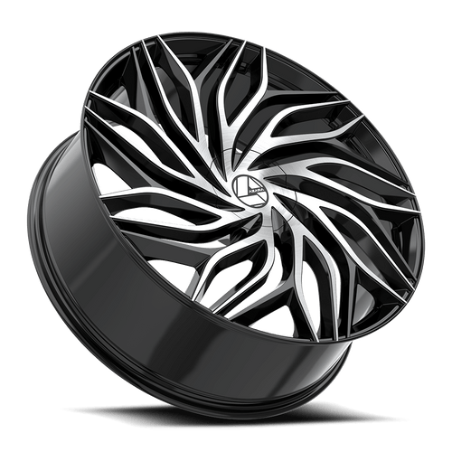 24" Azara AZA-537 Gloss Black & Machined 24x9 Wheel 5x115 5x120 15mm Rim