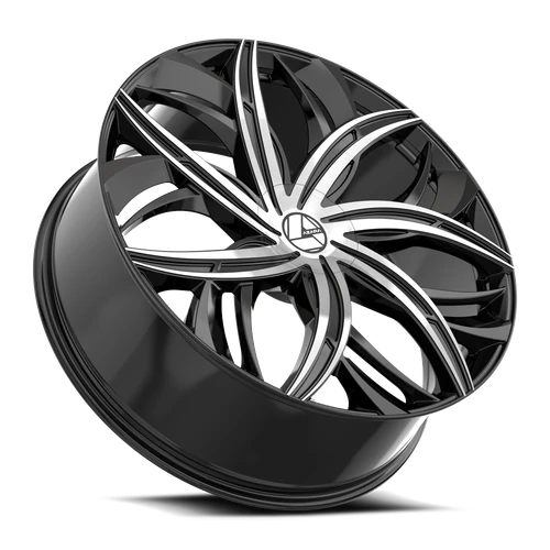 22" Azara AZA-541 Gloss Black & Machined 22x8.5 Wheel 5x4.5 5x120 38mm Rim