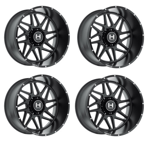 Set 4 22" Hostile H108 Sprocket Asphalt 22x10 Wheels 8x170 -25mm Lifted Rims