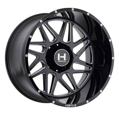 Set 4 22" Hostile H108 Sprocket Blade Cut 22x10 Wheels 8x170 -25mm Lifted Rims