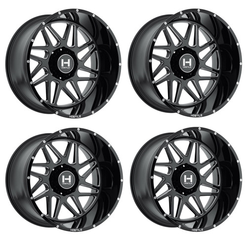 Set 4 20" Hostile H108 Sprocket Blade Cut 20x10 Wheels 8x170 -19mm Truck Rims