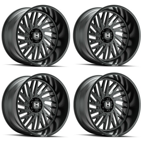 Set 4 22" Hostile H131 Syclone Asphalt 22x10 Wheels 6x5.5 -25mm Lifted Rims