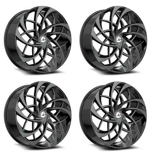 Set 4 30" Azara AZA-540 Gloss Black 30x9.5 Wheel 6x135 6x5.5 22mm For Chevy Ford