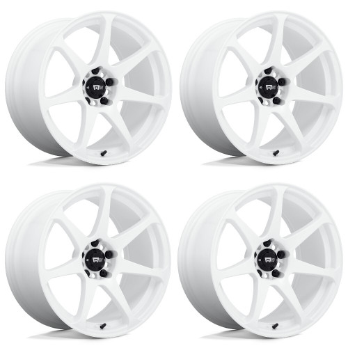 Set 4 18" Motegi MR154 Battle White 18x9.5 Wheels 5x100 38mm Rims