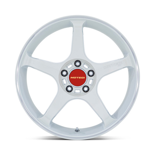 18" Motegi MR159 Battle V Matsuri White Pearl Machined Lip Stripe 18x8.5 5x100