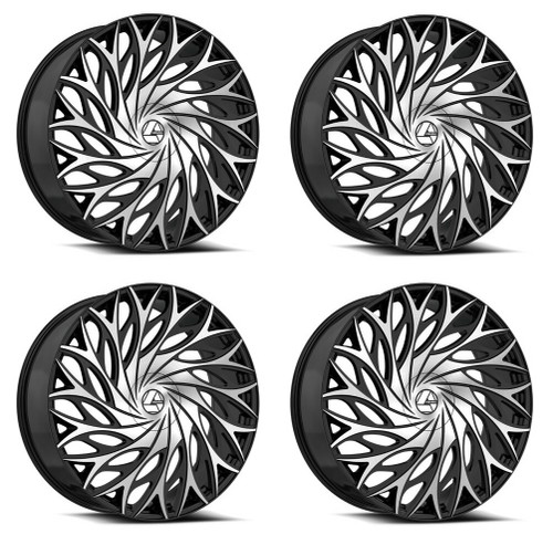 Set 4 30" Azara AZA-525 Gloss Black Machined 30x9.5 Wheels 6x135 6x5.5 22mm Rims