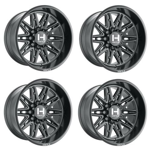 Set 4 22" Hostile H126 Maniac Asphalt 22x12 Wheels 8x170 -44mm Lifted Truck Rims