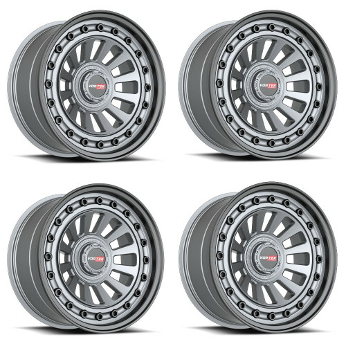 Set 4 17" Vortek Radar VRD-702 Matte GunMetal 17x9 Wheels 5x5 5x5.5 0mm Rims