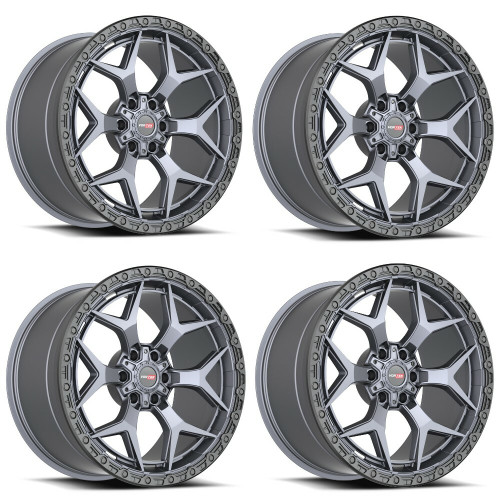 Set 4 20" Vortek Atheno VRT-603 Matte Titanium 20x10 Wheel 6x135 6x5.5 -24mm Rim