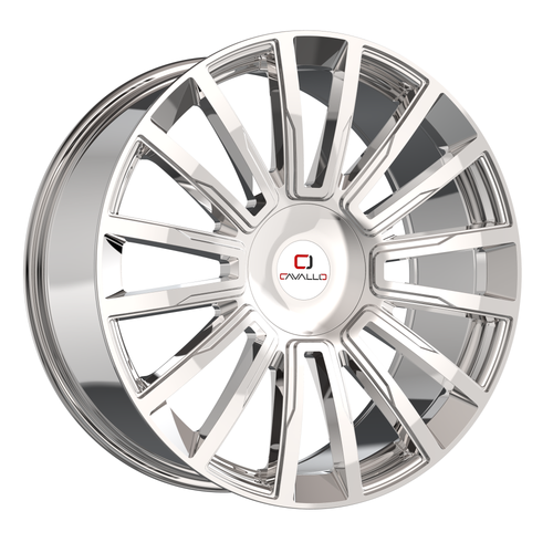22" Cavallo CLV-47 Nano Chrome 22x8.5 Wheel 5x4.5 5x120 38mm Rim