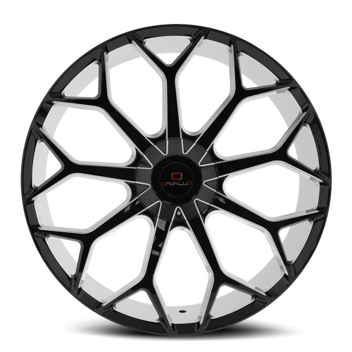 22" Cavallo CLV-22 Gloss Black & Milled 22x8.5 Wheel 5x108 5x4.5 38mm Rim