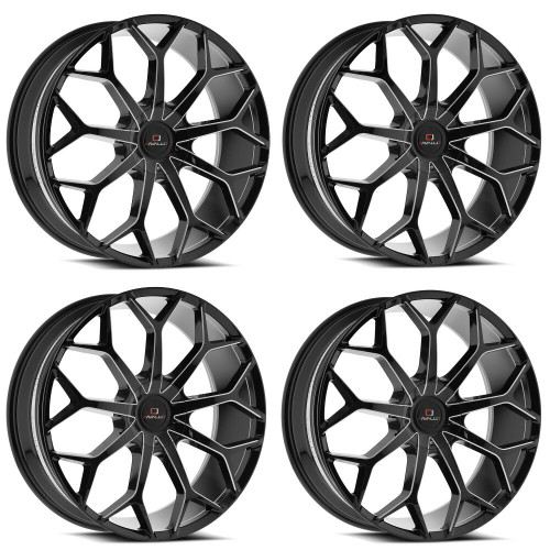 Set 4 20" Cavallo CLV-22 Gloss Black & Milled 20x8.5 Wheels 5x112 5x4.5 35mm Rims