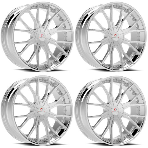 Set 4 24" Cavallo CLV-36 Nano Chrome 24x9 Wheels 6x135 6x5.5 25mm Rims