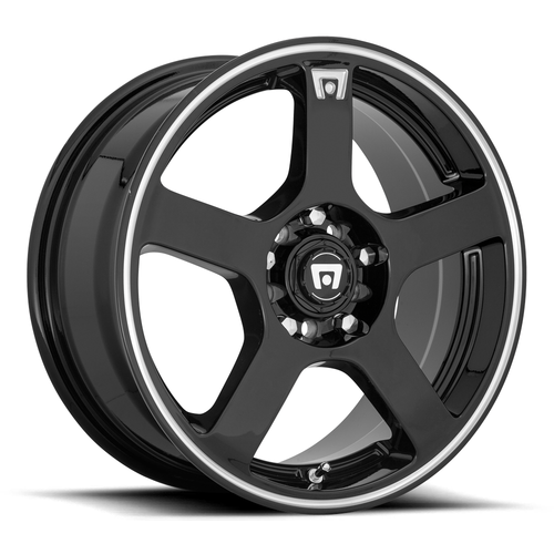 18" Motegi MR116 FS5 18x8 5x4.25 5x4.5 Gloss Black Machined Flange Wheel 45mm